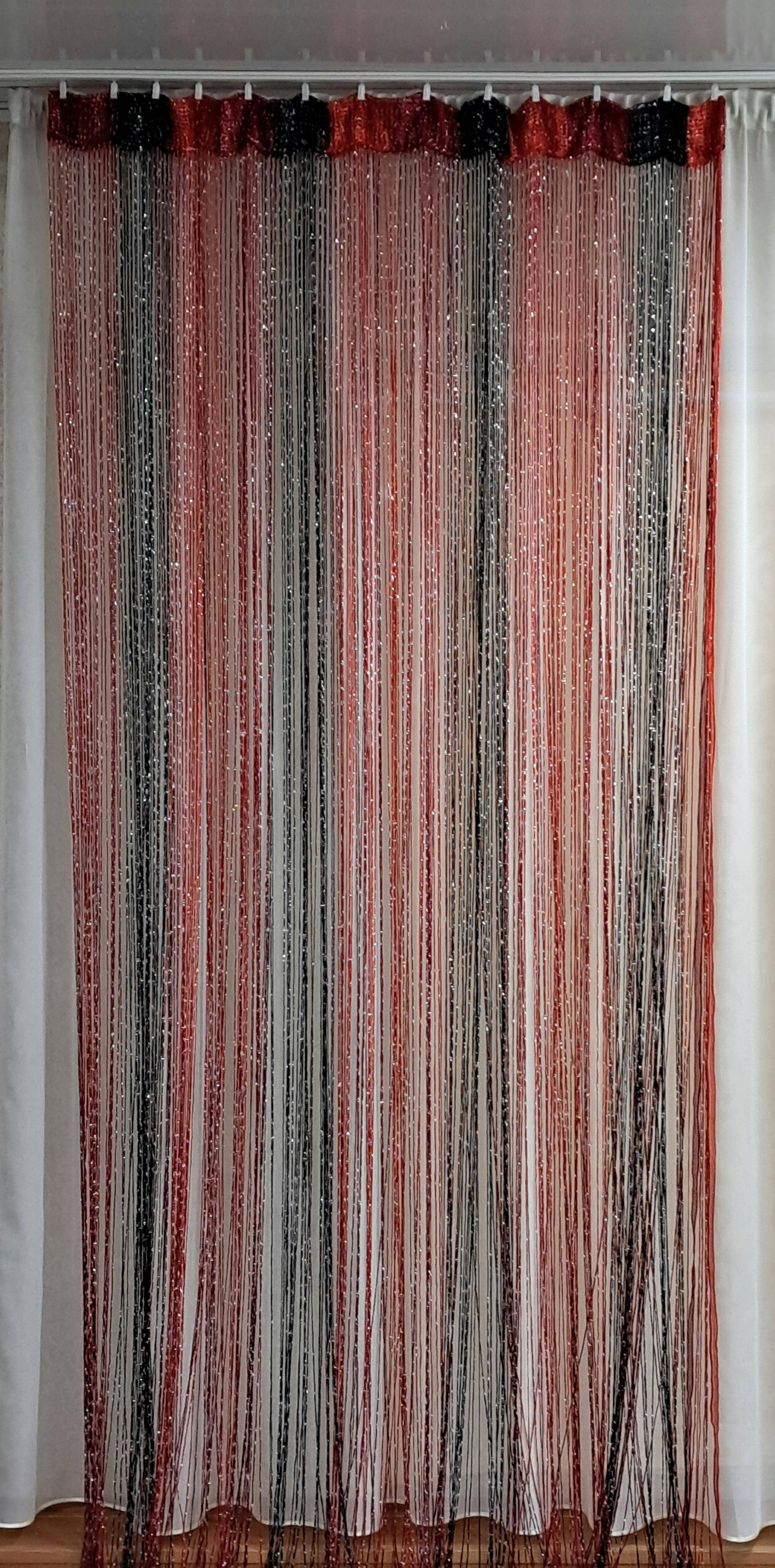 Шторы-нити с люрексом 300х300 см Красный/Черный - фото 2 Шторы-нити с люрексом 300х300 см Красный/Черный - фото 2