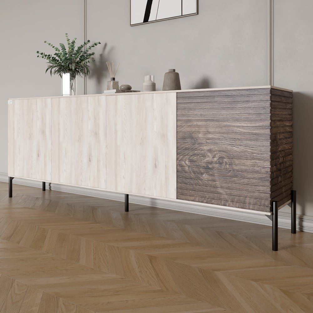 Комод Lion Грей 204x38x76,5 см Самоа Дымчатый/Дерево (LION-042503)