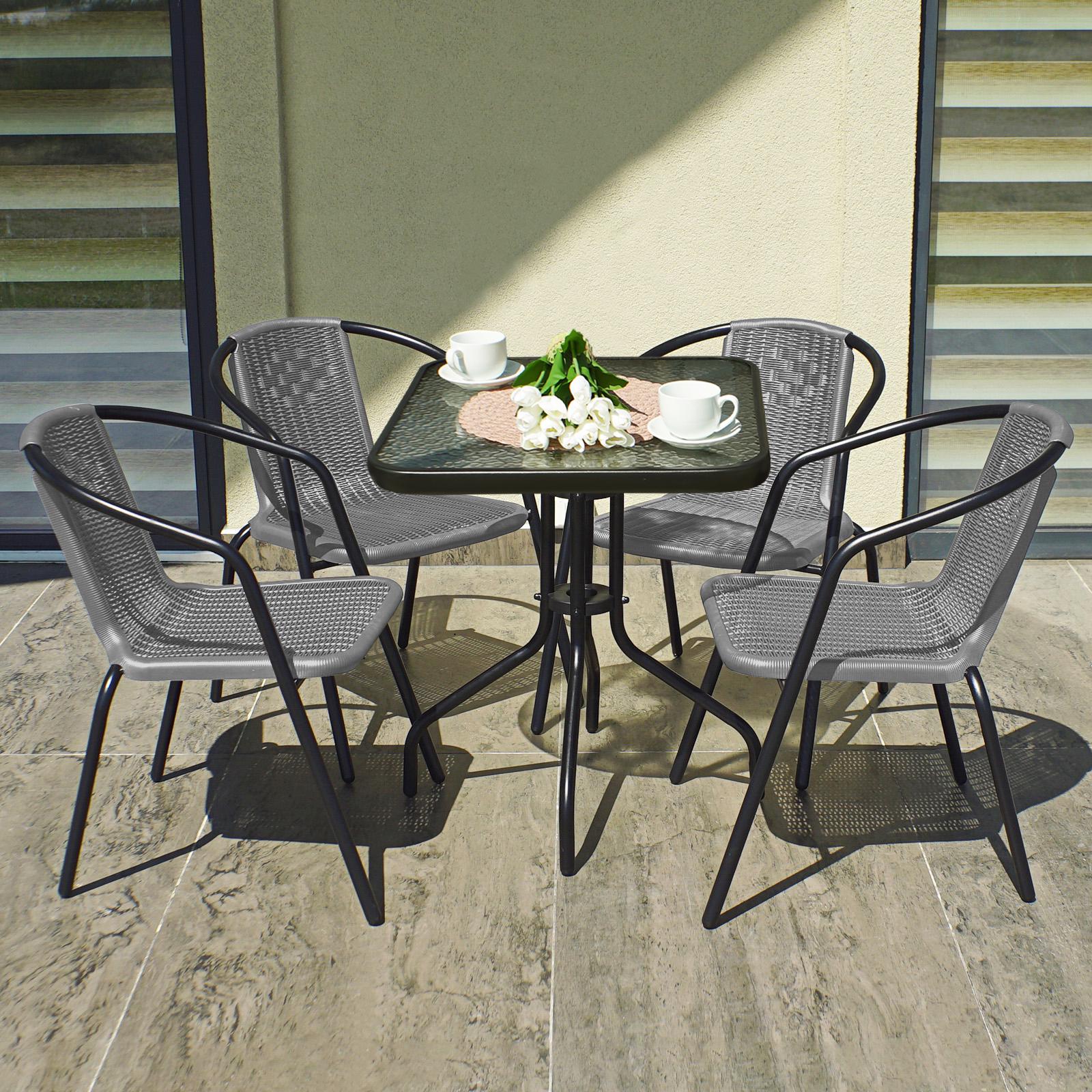 Комплект мебели 4Points Monza-4 с квадратным столом и четырьмя стульями Серый Комплект мебели 4Points Monza-4 с квадратным столом и четырьмя стульями Серый