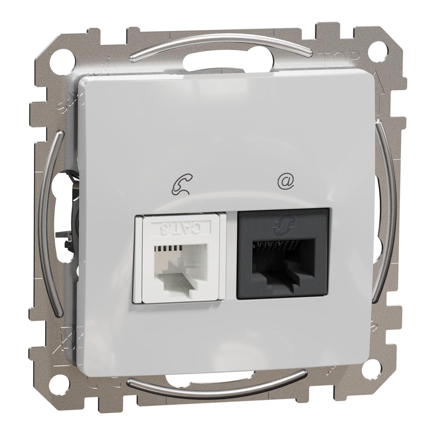 Розетка телекоммуникационная Sedna Design & Elements RJ45+RJ11 6UTP Алюминий (SDD113468)