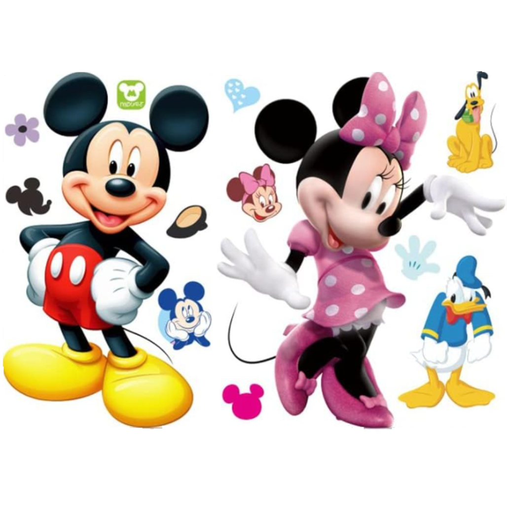 Набір вінілових наліпок Міккі та Мінні Маус для дитячої кімнати для дівчаток і хлопчиків 50х70 см Набір вінілових наліпок Міккі та Мінні Маус для дитячої кімнати для дівчаток і хлопчиків 50х70 см