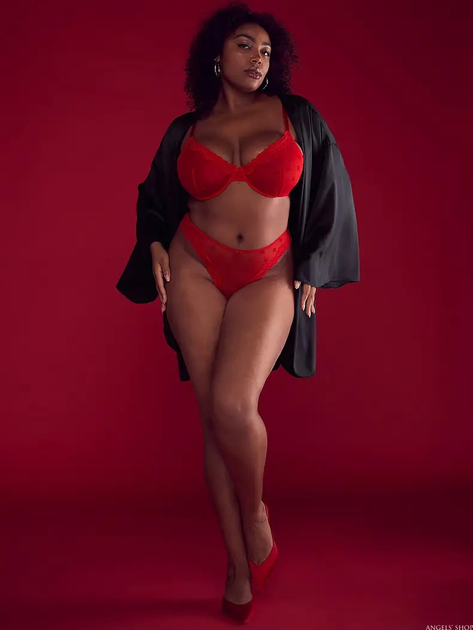 Трусики кружевные стринги Victoria's Secret Tease Mesh Lace-Trim High-Leg Thong Panty S Красный (26931782)