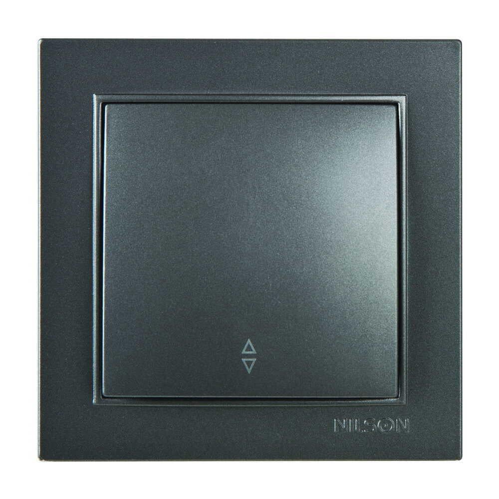 Вимикач одноклавішний Nilson Thor прохідний Антрацит (27161007)