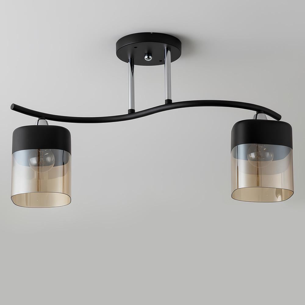 Люстра потолочная Light House SR-20429/2 BK/CH L505хW125хH285 плафон черный/янтарный Черный/Хром
