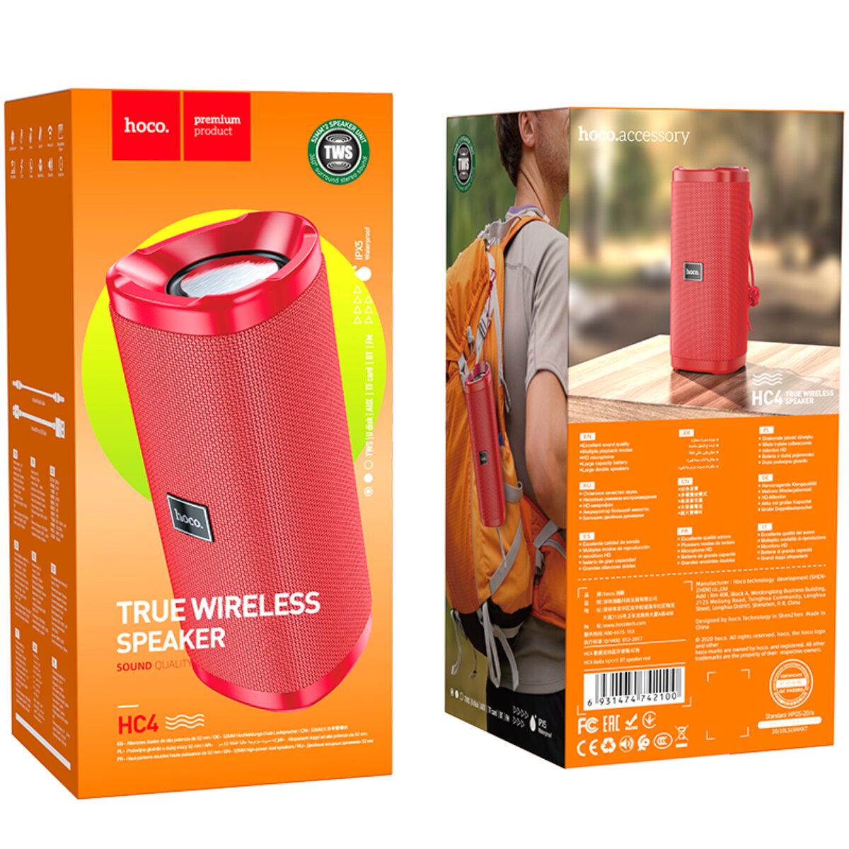 Портативна колонка HOCO HC4 Bella Sports BT Speaker Bluetooth Red (000070) - фото 3