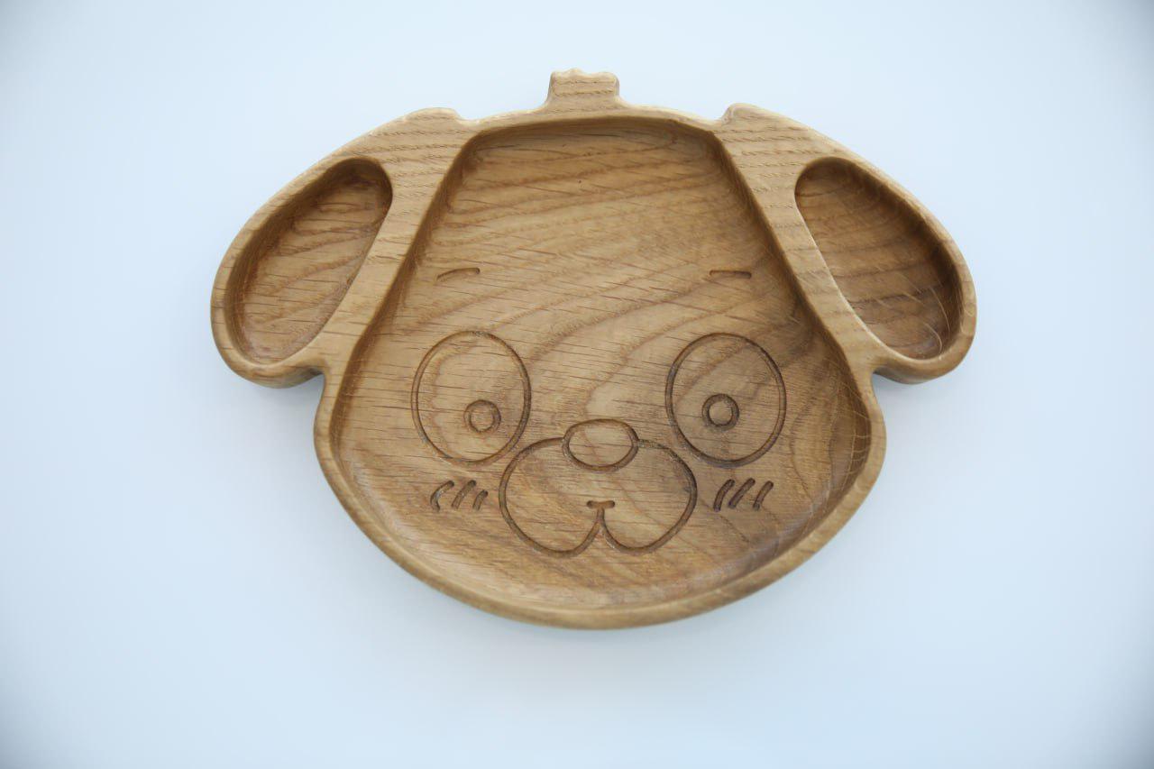 Тарелка детская деревянная Песик ясень 20,5х15,5х2,5 см (WDB-11.1)