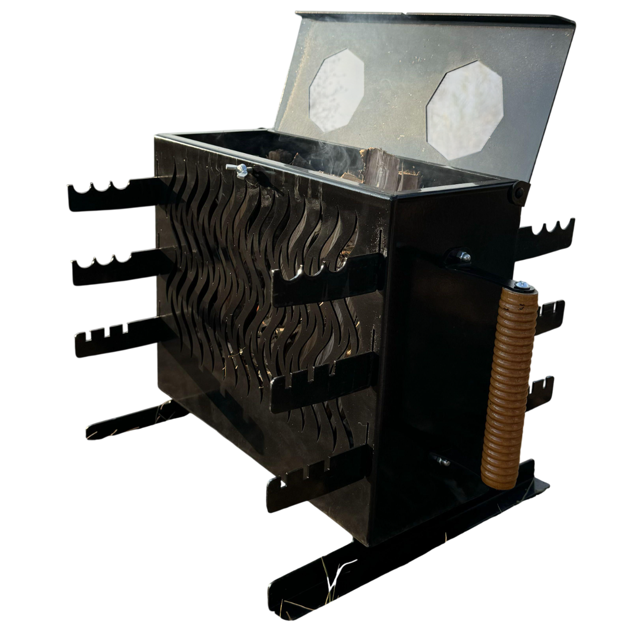 Мангал вертикальний еко-гриль Mzavod Пандора на 6 шампурів сталь 2 мм 43,7х33,6х32,5 см Чорний (147-17-1090310100001)