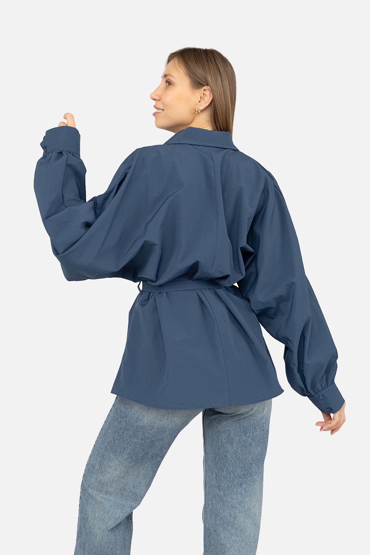 Рубашка приталенная ЦБ-00270228 женская р. 44 Индиго (SKT001045801)