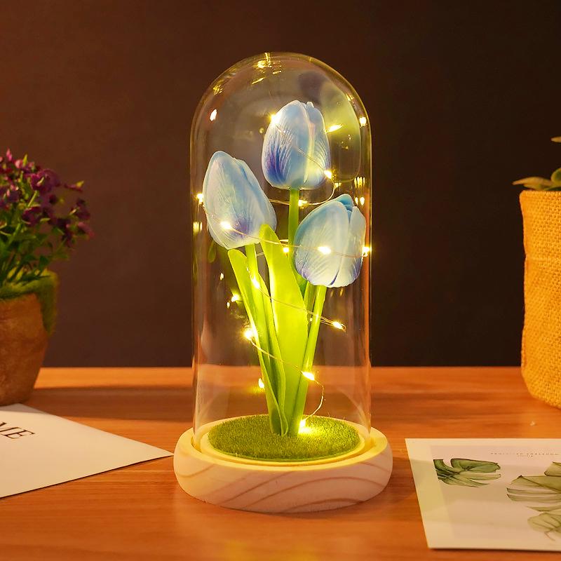 Тюльпани в колбі з LED підсвічуванням світлодіодний нічник Blue
