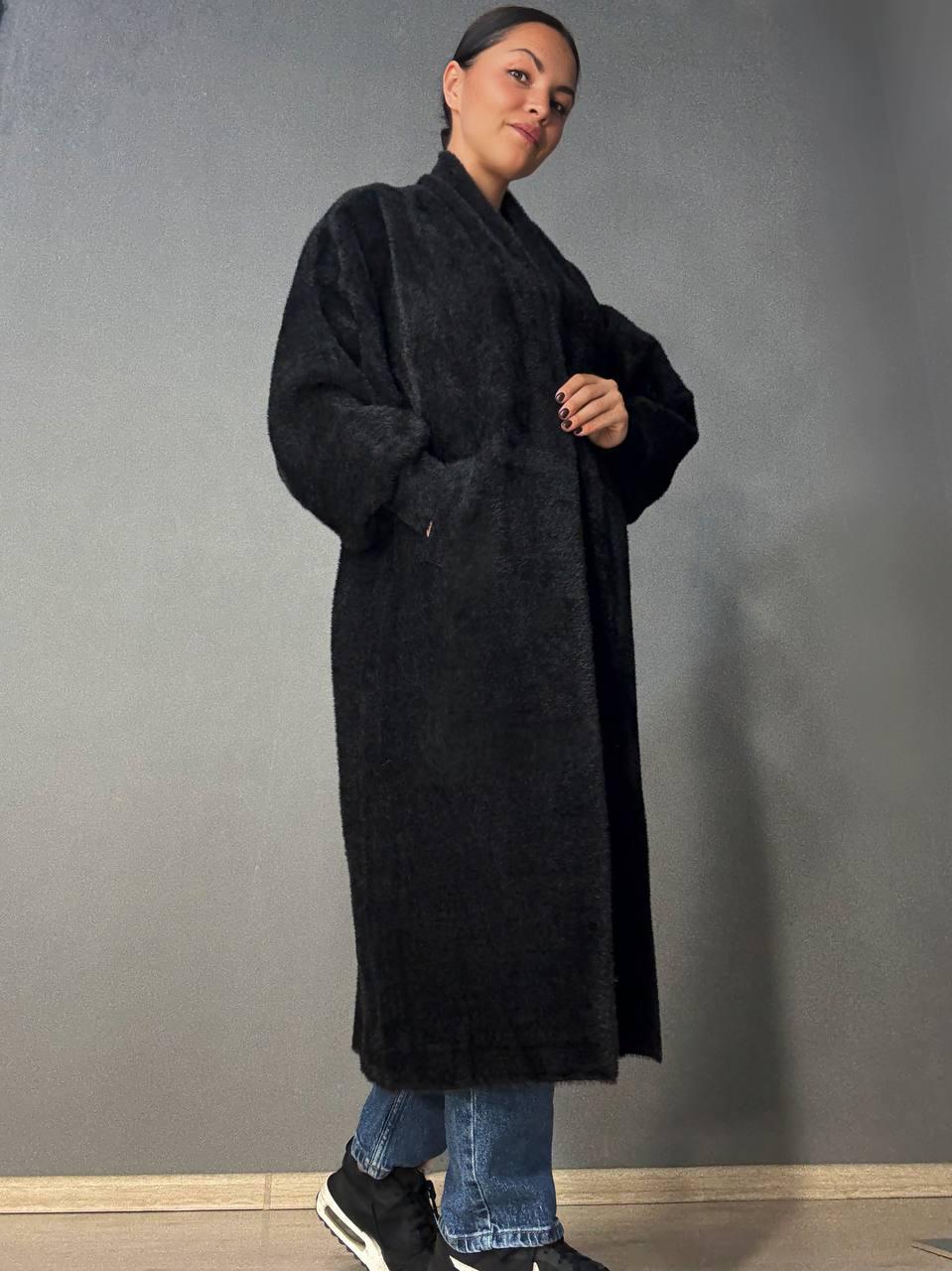 Кардиган женский Fancy Matinee 30740 ангора длинный с карманами OS Черный (4870) - фото 7