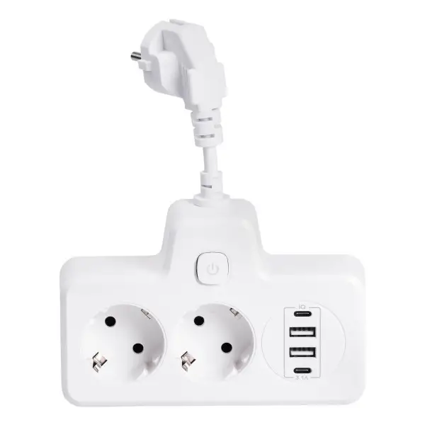 Фильтр-разветвитель сетевой SNAILS 2 розетки LED 4 USB и сенсорным управлением 8 см Белый (147-107-HP-5-17) - фото 4 Фильтр-разветвитель сетевой SNAILS 2 розетки LED 4 USB и сенсорным управлением 8 см Белый (147-107-HP-5-17) - фото 4