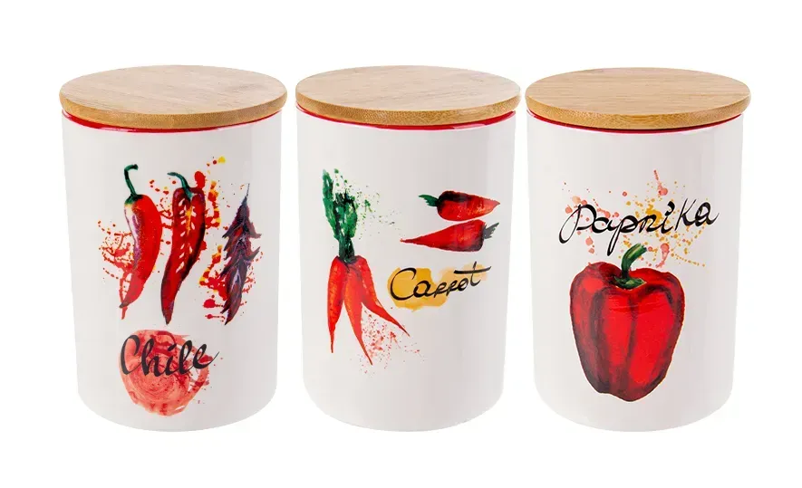 Набор банок для сыпучих продуктов Hot vegetables 1000 мл 10x15 см 3 шт.