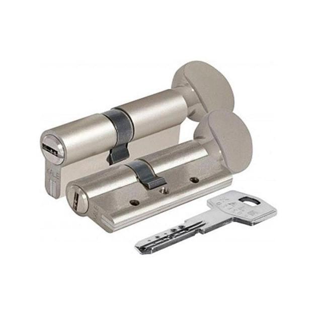 Цилиндр Kale 164 DBNEM 90 мм 5 ключей з вертушкой на длинной стороне Никель