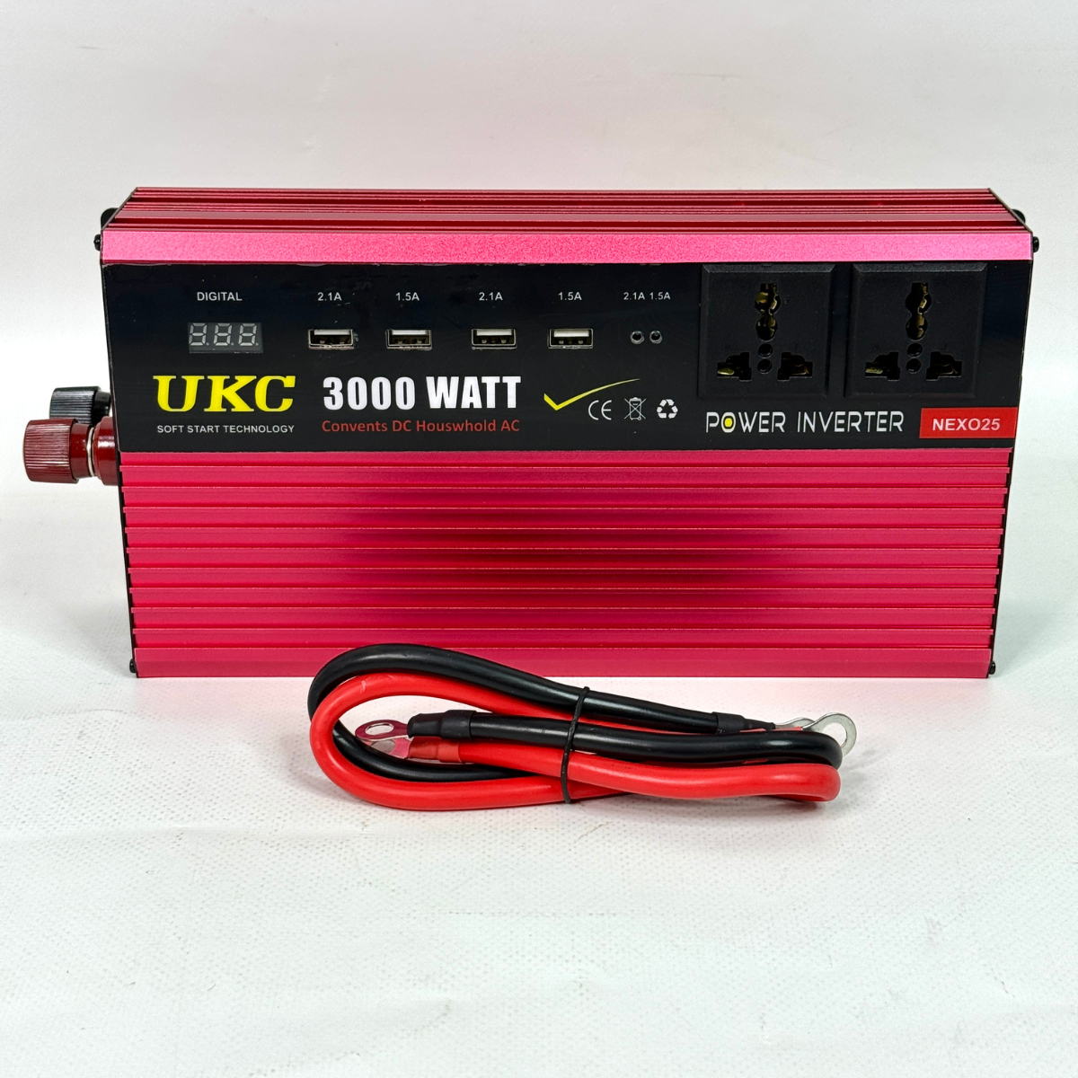 Инвертор преобразователь UKC 3000 Вт с USB разъемами и 3 розетками 12В-220В Красный (AR-3000M) Инвертор преобразователь UKC 3000 Вт с USB разъемами и 3 розетками 12В-220В Красный (AR-3000M)