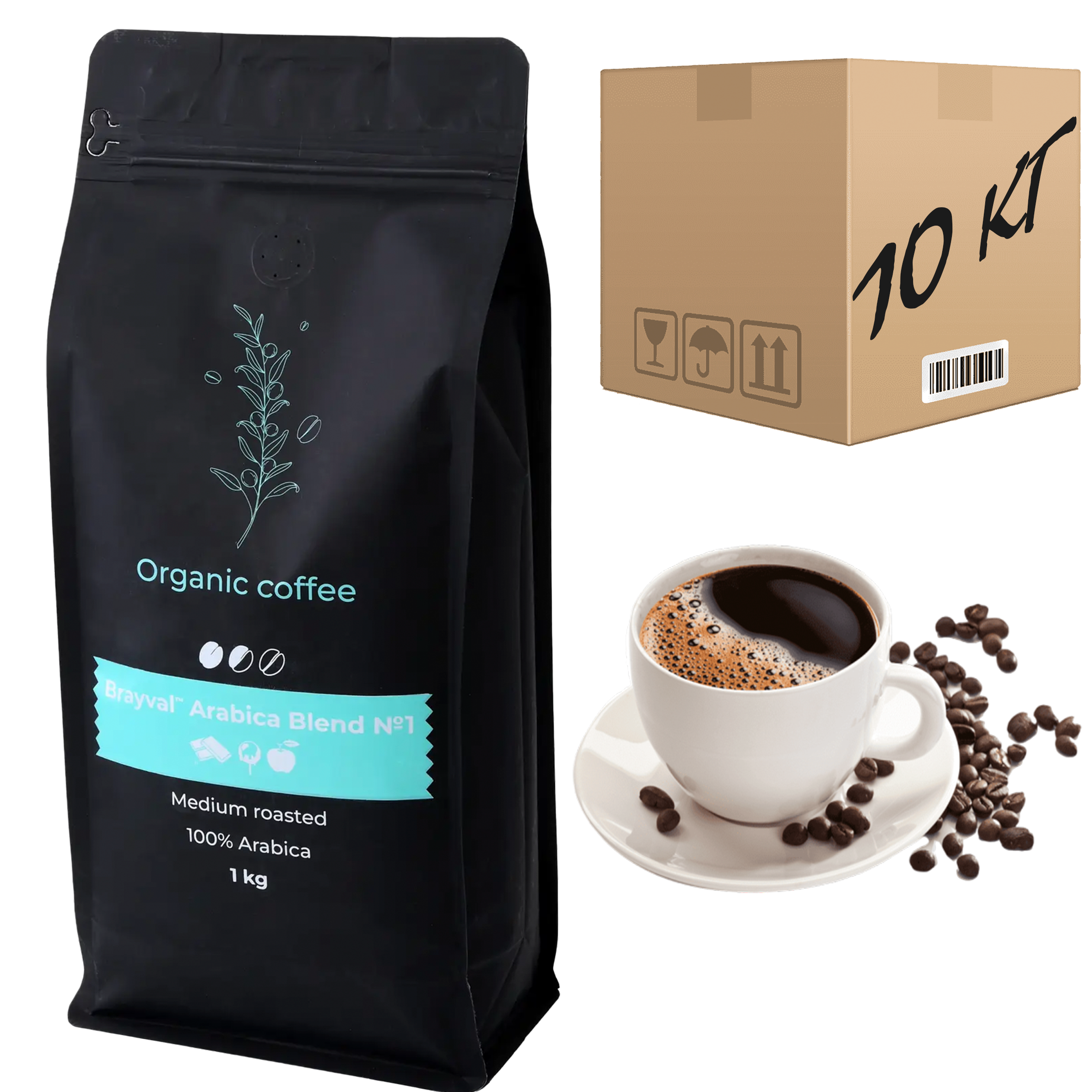 Кофе в зернах Brayval-coffee 100% Arabica blend №1 1 кг 10 шт. (opt1986)