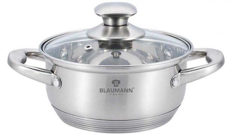 Каструля Blaumann Gourmet 24х9 см із нержавіючої сталі зі скляною кришкою 3,75 л