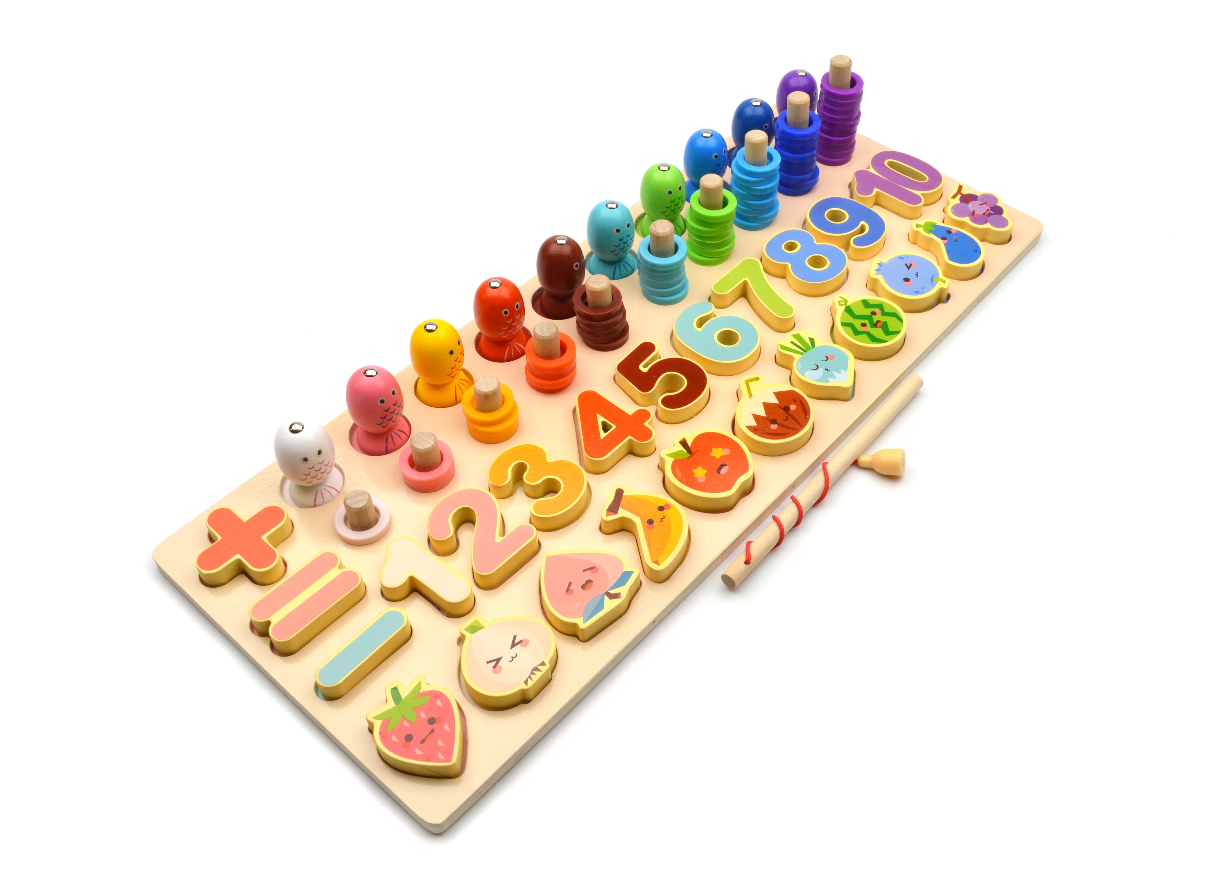 Дошка логічна дерев'яна сортер/риболовля/цифри/форми/кольори (74472) - фото 2