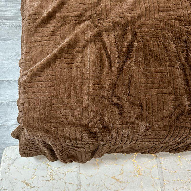 Покрывало микрофибра/велюр 200х230 см Коричневый (P-геометрия-5) - фото 6