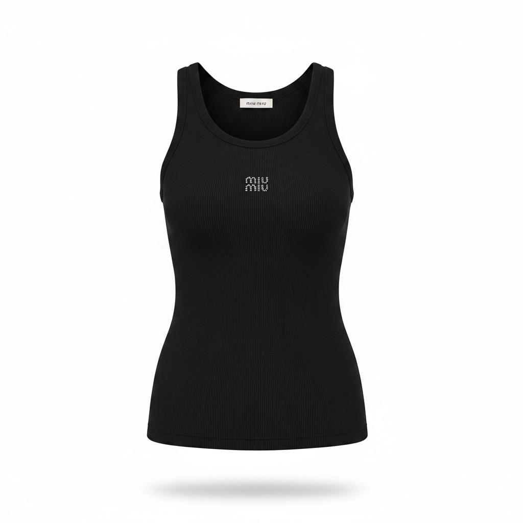 Майка женская Miu Miu Anagram в рубчик М Черный (MM24003.6M) Майка женская Miu Miu Anagram в рубчик М Черный (MM24003.6M)