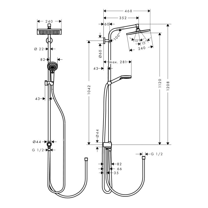 Душевая система Crometta E 240 1jet Showerpipe Reno EcoSmart (30292) - фото 2