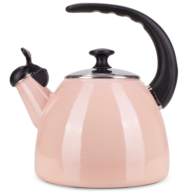Чайник со свистком Kamille KM-1040В из эмалированной стали 2,5 л Розовый (150-84-1040В) - фото 2