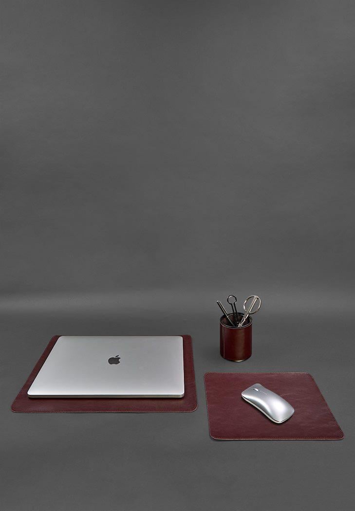 Набор настольный из натуральной кожи 1.0 краст Бордовый (A-027791) - фото 2