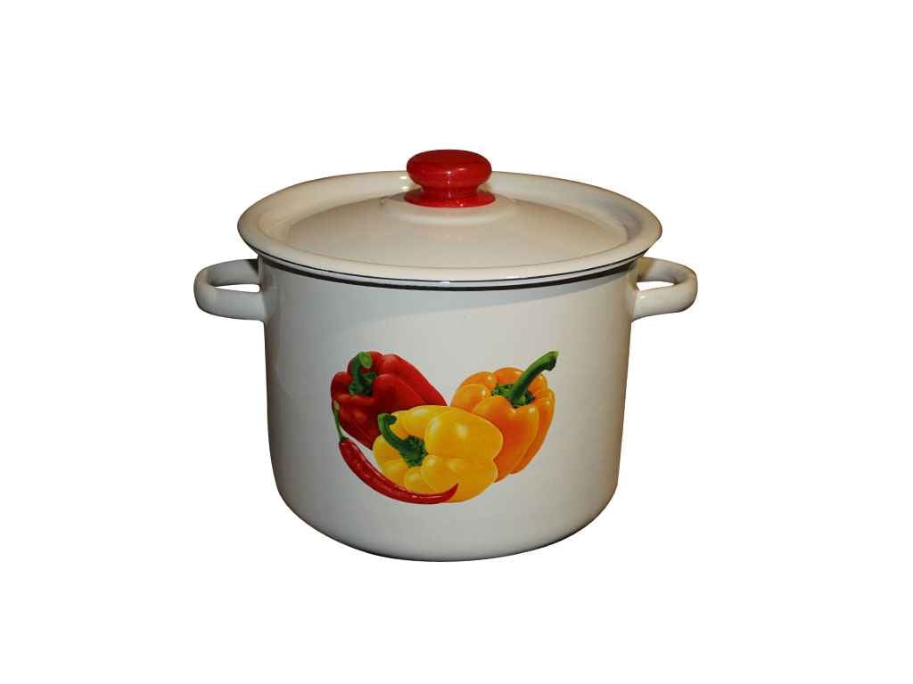 Кастрюля эмалированная цилиндрическа IDILIA Паприка 5,5 л Молочная