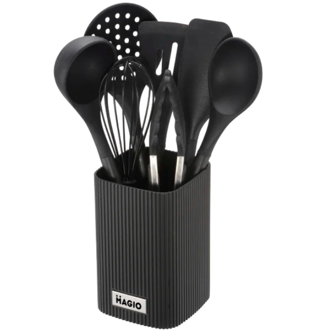 Набор кухонных принадлежностей Magio MG-1130 с подставкой 8 предметов Черный (2815247388)