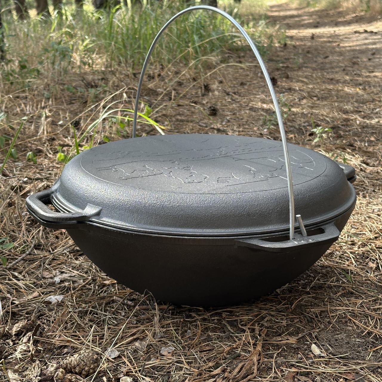 Казан азиатский КА-12КС чугунный с крышкой-сковородой 12 л 48х48х20 см (KА12-2) - фото 3