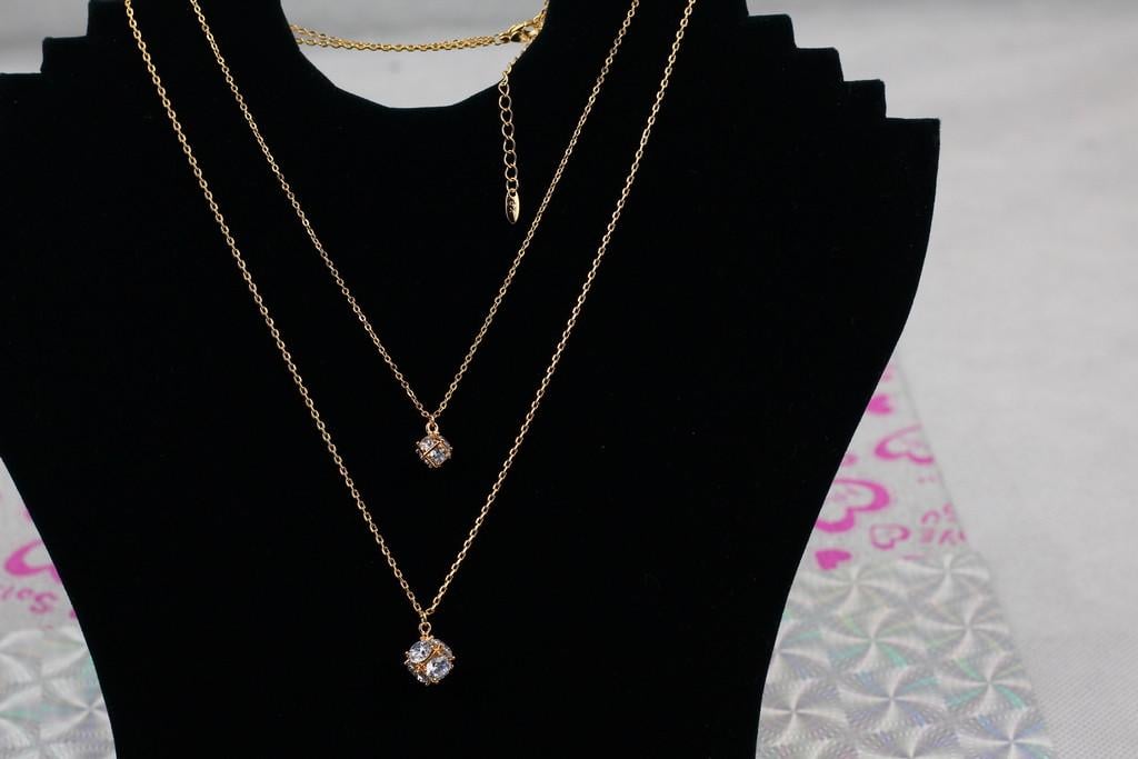 Комплект двойная цепь Xuping Jewelry Кубик нежность 45+5 см Золотистый (1656376924)