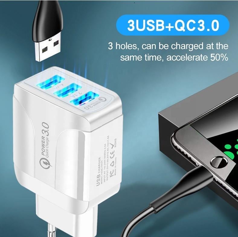 Блок живлення QC 3.0 на 3-USB порту для заряджання (51667) - фото 4