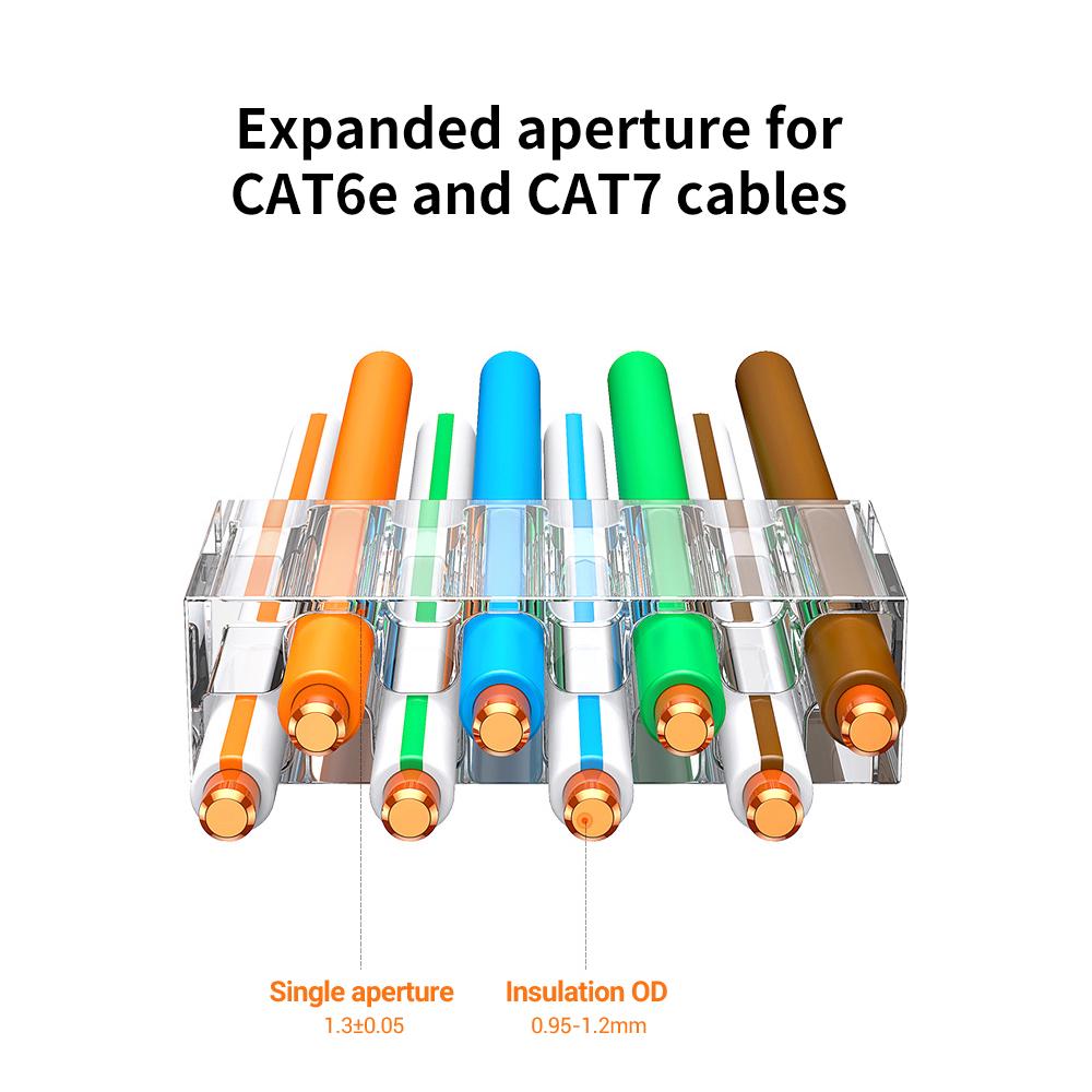 Коннекторы сетевые UGREEN NW193 Cat7 FTP RJ45 Shielded Modular Plug Gold-plated 50U 10pcs (50634) - фото 4
