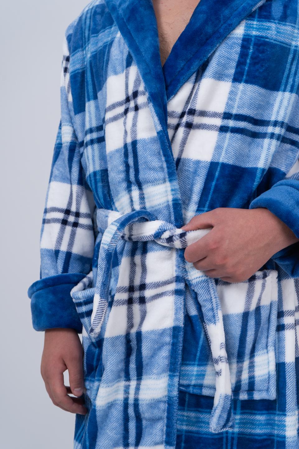 Халат чоловічий UT Store HTM01 XXL Клітина блакитна - фото 4