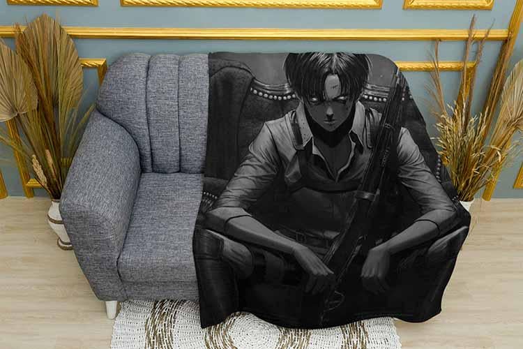 Плед Levi Ackerman Black and white background Attack on Titan плюш двухслойный 135х150 см (113059-2) Плед Levi Ackerman Black and white background Attack on Titan плюш двухслойный 135х150 см (113059-2)