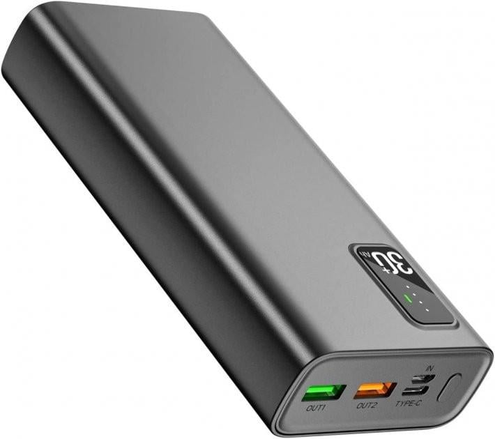 Повербанк УМБ Toospon 30000 mAh 22,5 W QC3.0 і USB C PD20 W Black