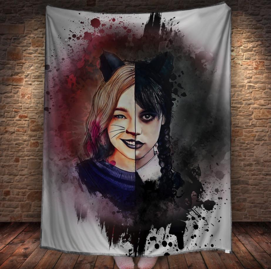 Плед с 3D принтом Уэнздей Аддамс и Енит 150х200 см (epi_1933) Плед с 3D принтом Уэнздей Аддамс и Енит 150х200 см (epi_1933)