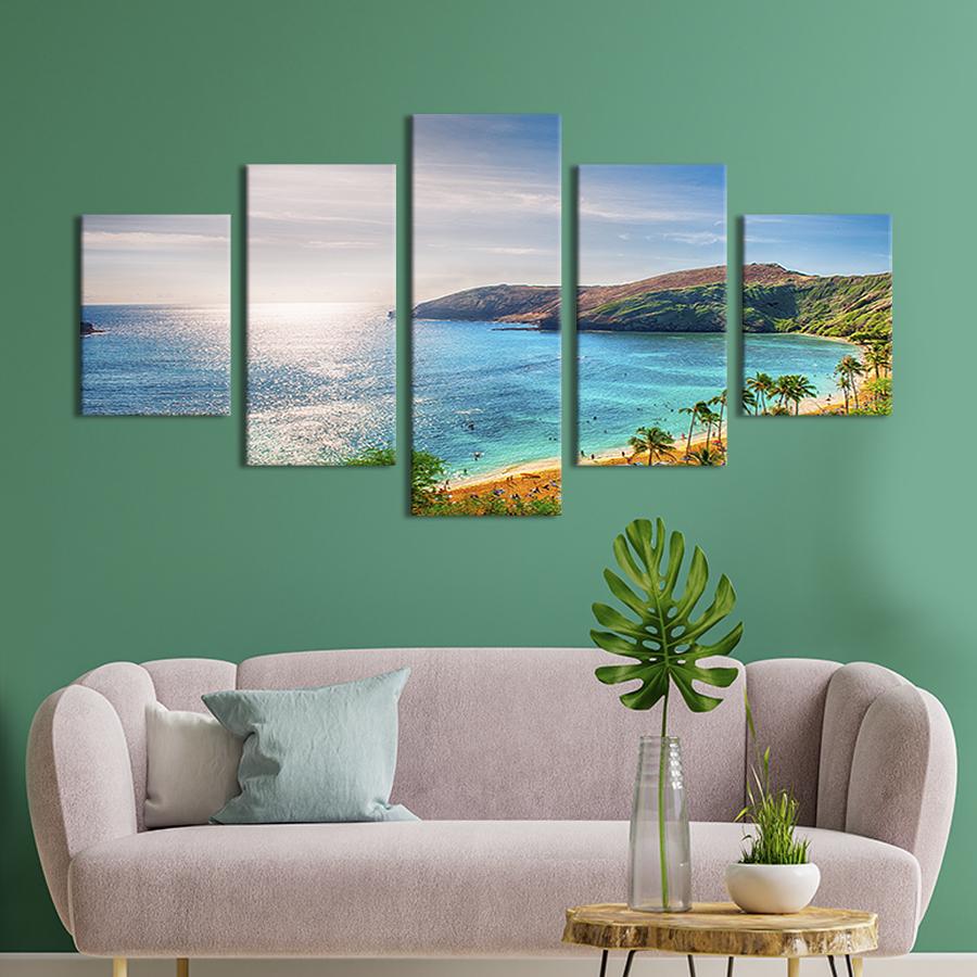Модульная картина из 5 частей Красивый пляж Ханаума Бэй 162x80 см (447-52)