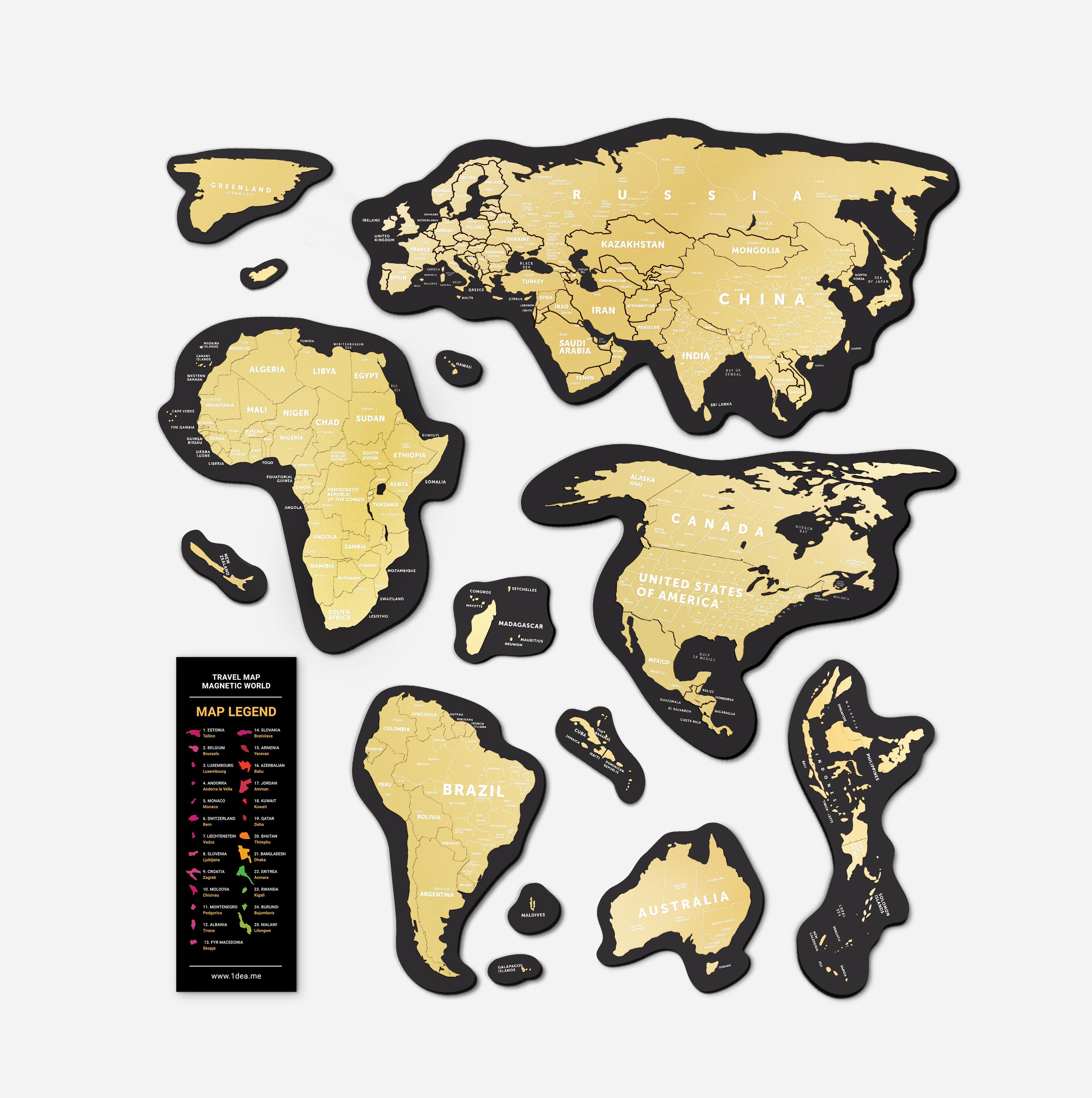 Скретч карта мира 1DEA.me Magnetic map на холодильник (MG) - фото 3