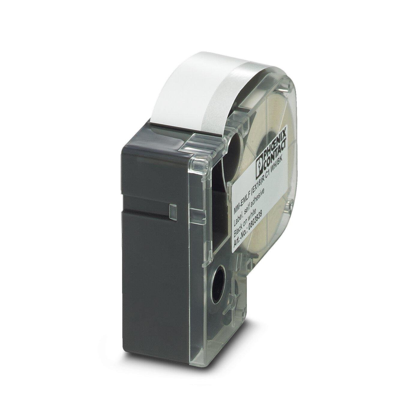 Картридж з етикетками Phoenix Contact MM-EMLF EX18/R C1 WH/BK для принтера 18 мм Білий (0803939)