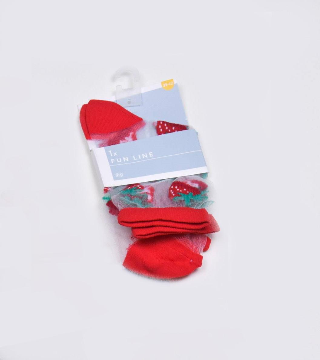 Шкарпетки капронові C&A Полуниця р. 39-42 Червоний (5867564700509)