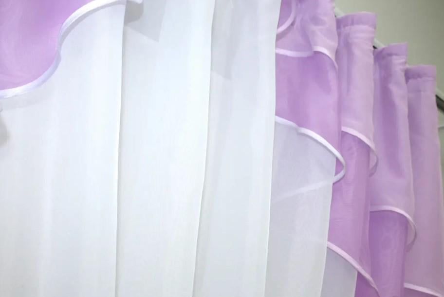 Занавеска на кухню/балкон 270х170 см Сиреневый/Белый (114к) - фото 5