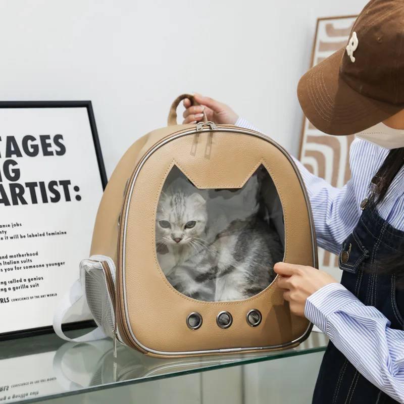 Рюкзак-переноска для кошек с окошком и боковыми карманами Коричневый (ST0312) - фото 2 Рюкзак-переноска для кошек с окошком и боковыми карманами Коричневый (ST0312) - фото 2