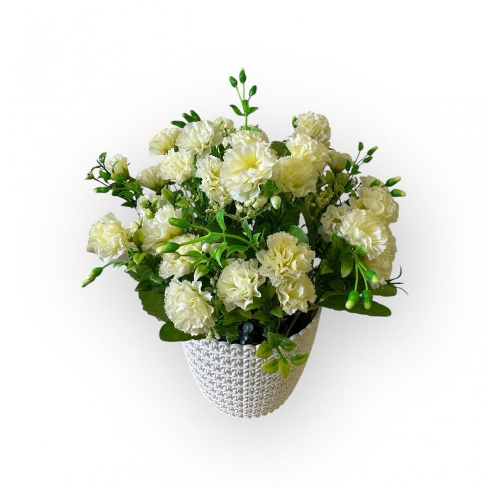 Букет гвоздики малої в кашпо ПЛАСТМАКС Білий (R0401) - фото 1 Букет гвоздики малої в кашпо ПЛАСТМАКС Білий (R0401) - фото 1