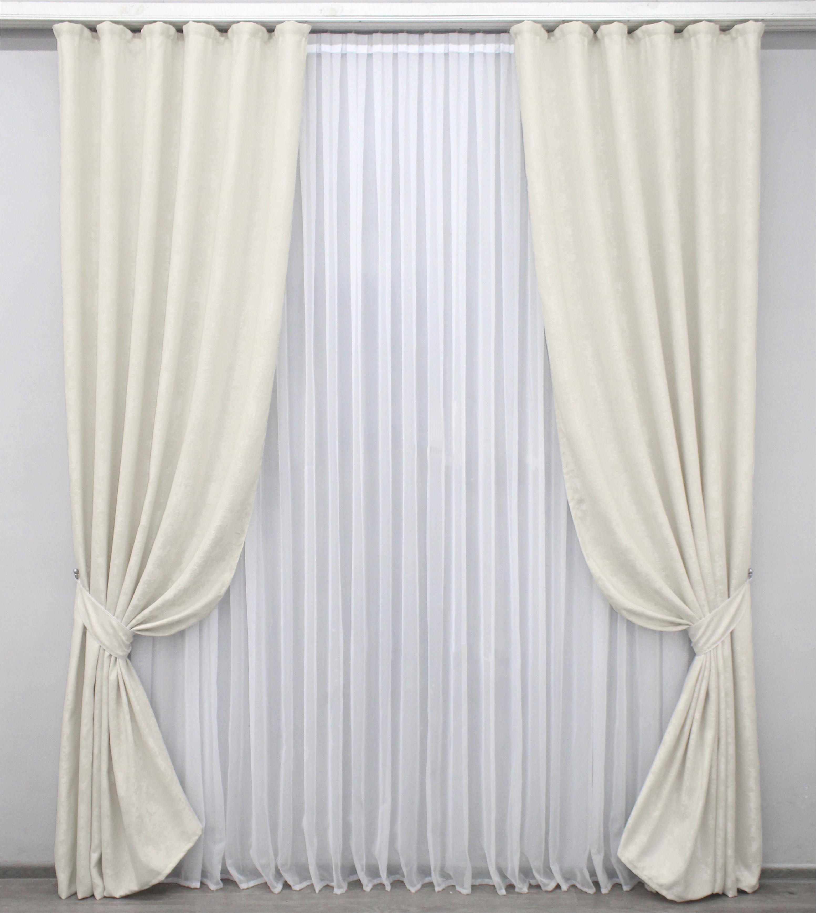 Комплект штор VR-Textil Жаккард Sultan YL №1294ш 100х270 см 2 шт. Молочный (31-562)