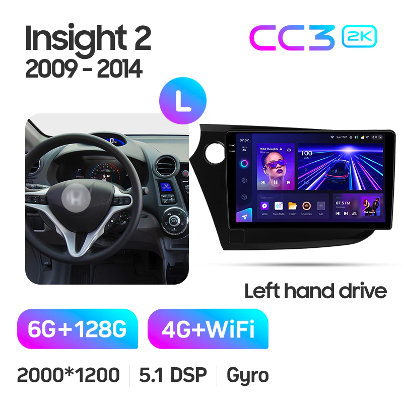 Автомагнитола штатная Teyes CC3 2К для Honda Insight 2 LHD 2009-2014 Android CC3 2К 6+128G Wi-Fi+4G (1870901638) - фото 2