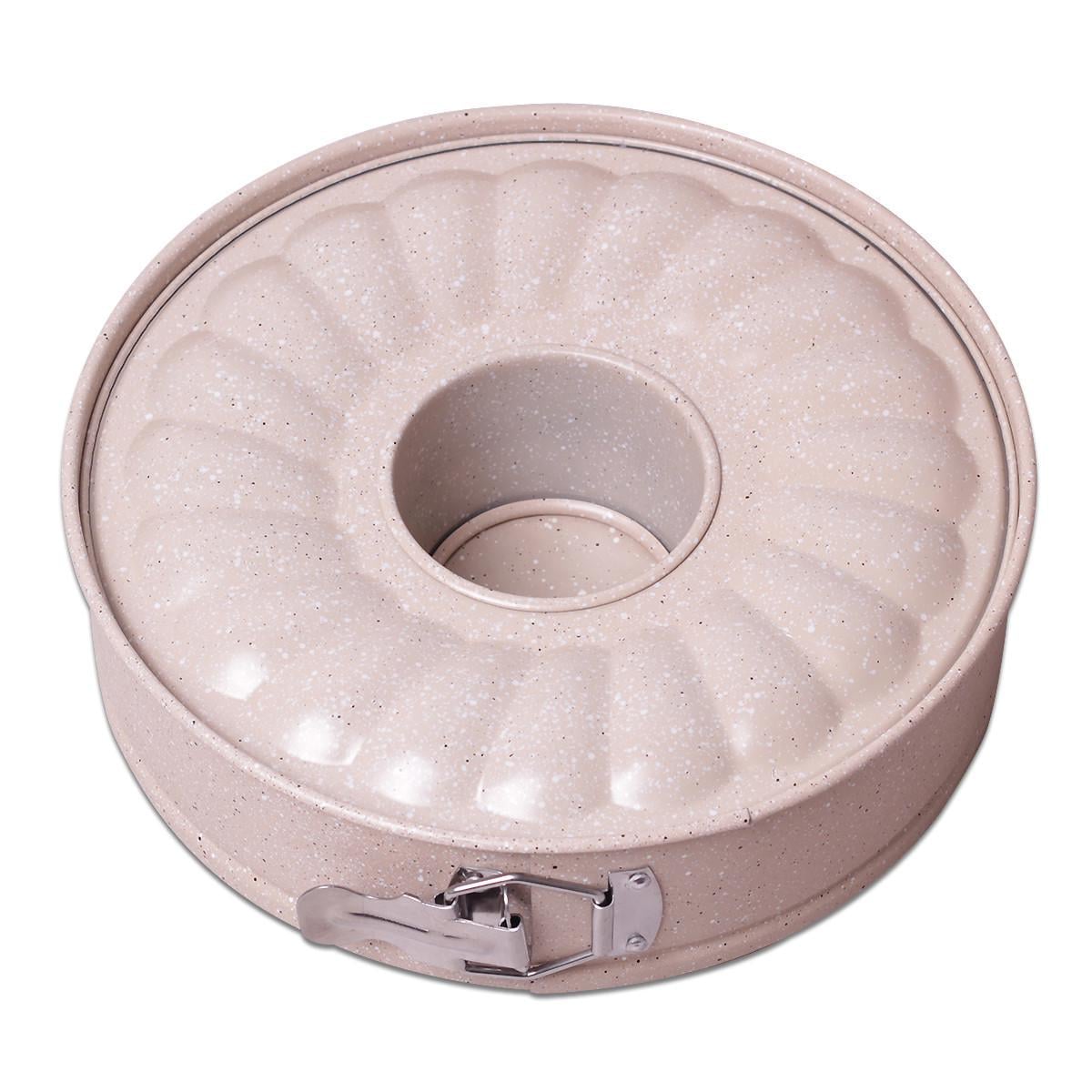 Форма разъемная для выпечки со сменным дном Kamille КМ-6023 из углеродистой стали 26х7 см Розовый мрамор (150-84-6023.1)