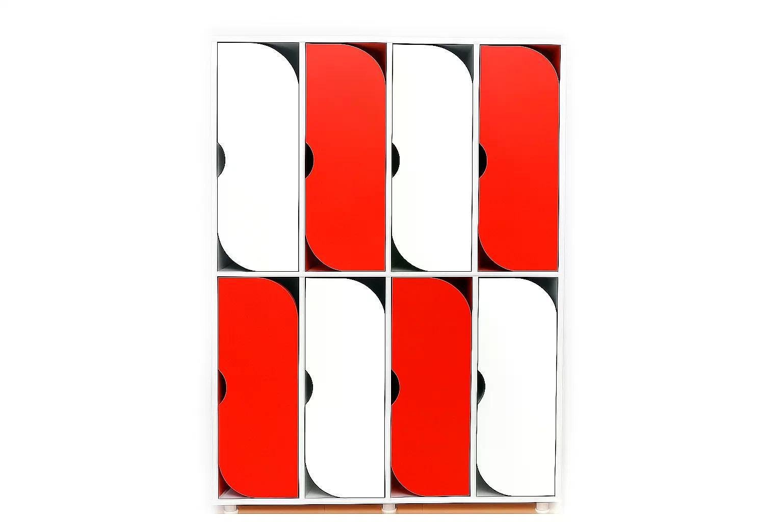 Шкаф 6-секций DS-54 Белый/Красный