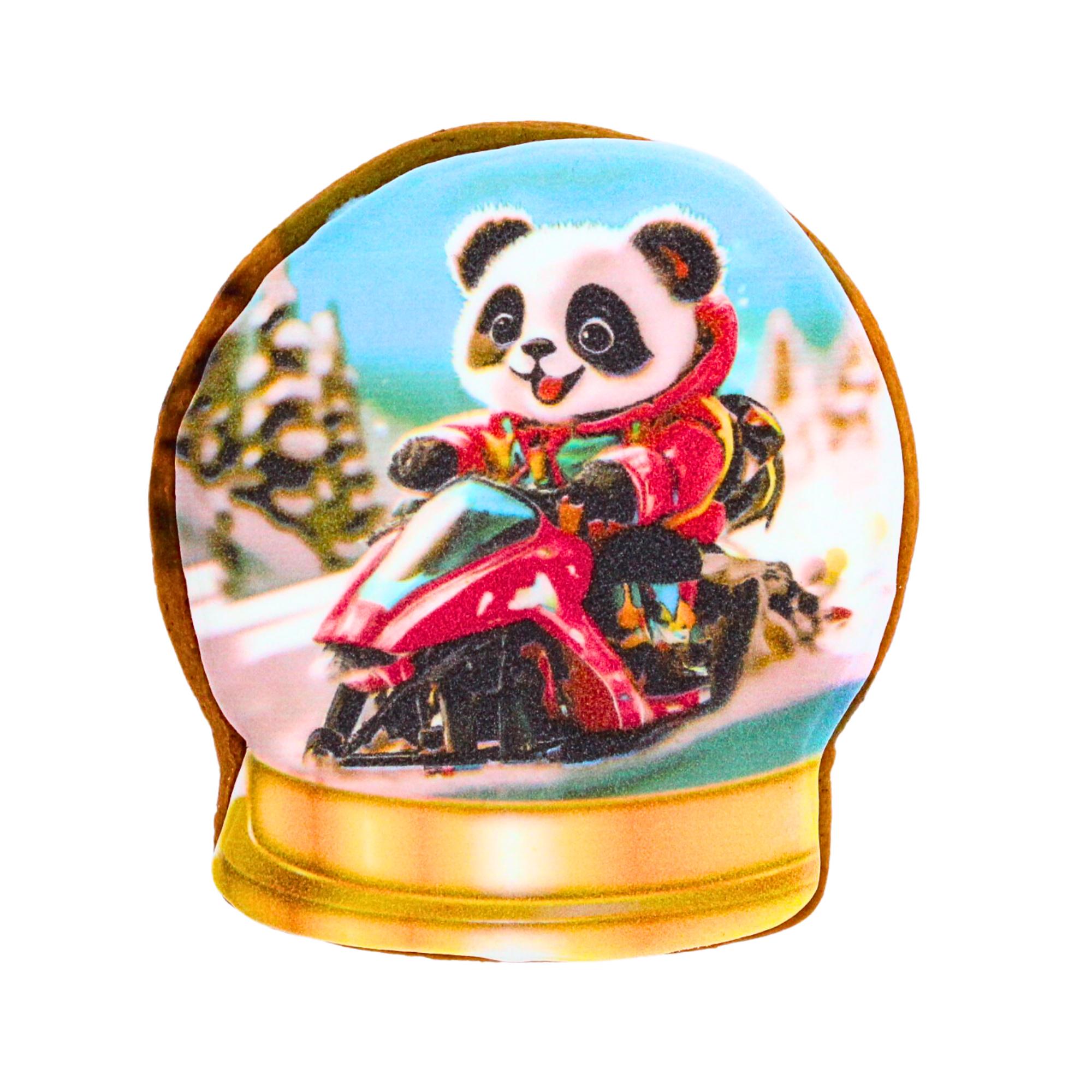 Пряник с принтом Крафт Печенье Новый год Панда на снегоходе 45 г (nw045121)