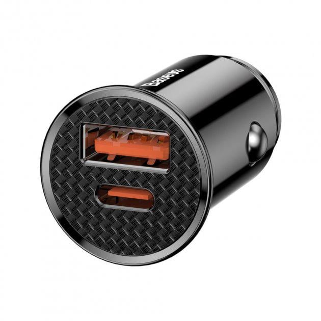 Устройство автомобильное зарядное Baseus Circular Plastic Quick Charge 4.0 Power Delivery 3.0 USB Type-C 5A 30W Black