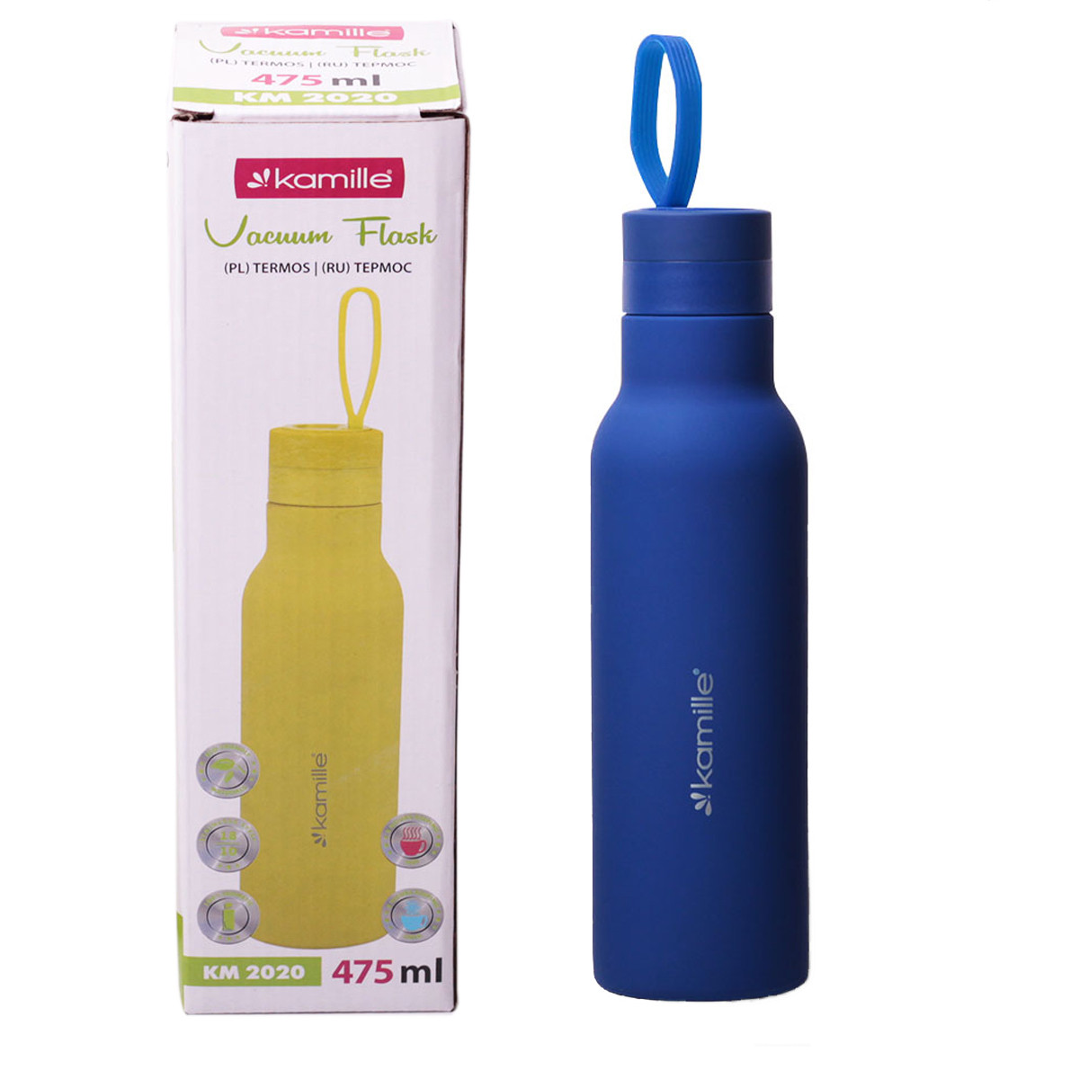 Термос-бутылка Kamille 475 мл из нержавеющей стали Синий KM-2020SN